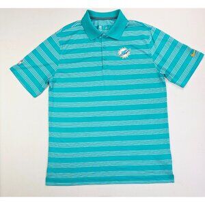 Nike NFL Onfield Apparel Size Large Mens Miami Dolphins Aqua White Stripe Polo